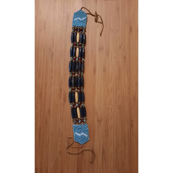 Handmade Traditional Tribal Style 5 Line Buffalo Bone Hairpipe Beads Choker - Picture 1 of 6